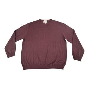 Joseph Abboud Extra Fine Merino Wool V Neck Sweater Mens 2XL Purple Pullover